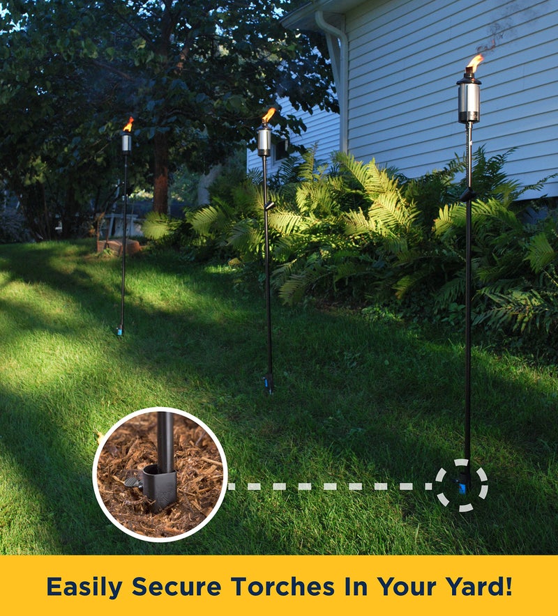TIKI Metal Torch Stakes 4-Pack, Durable & Weather-Resistant Torch Holders for Bamboo & Metal Poles, Easy-to-Install Outdoor Torch Accessories for Patio, Lawn & Garden, 10.75-Inch Black - Image 2